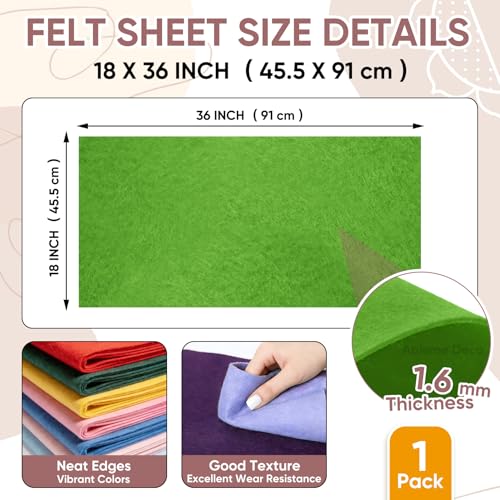 Image of Soft Felt Fabric Sheet 18 inch x 36 inch, 1.6mm Acrylic Craft Felt, Emerald Green