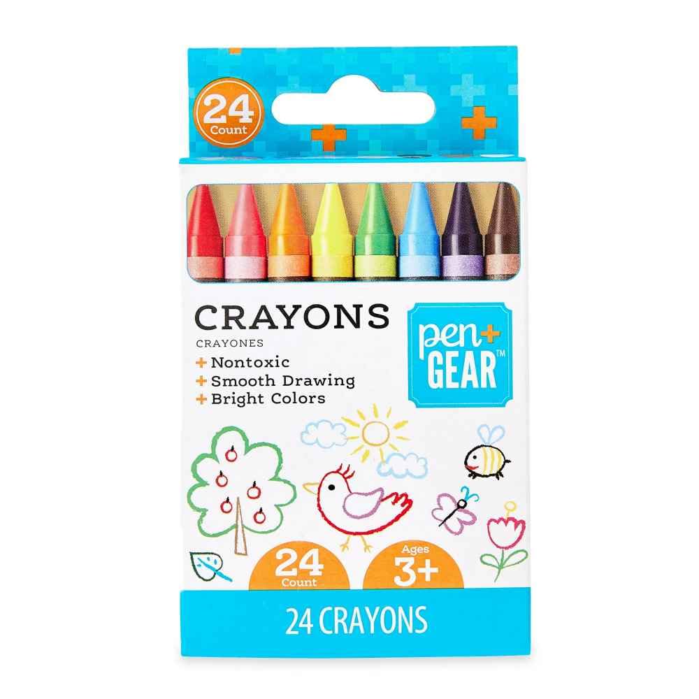 Pen+Gear Crayons, Assorted Colors, 24 Count (Pack of 6)