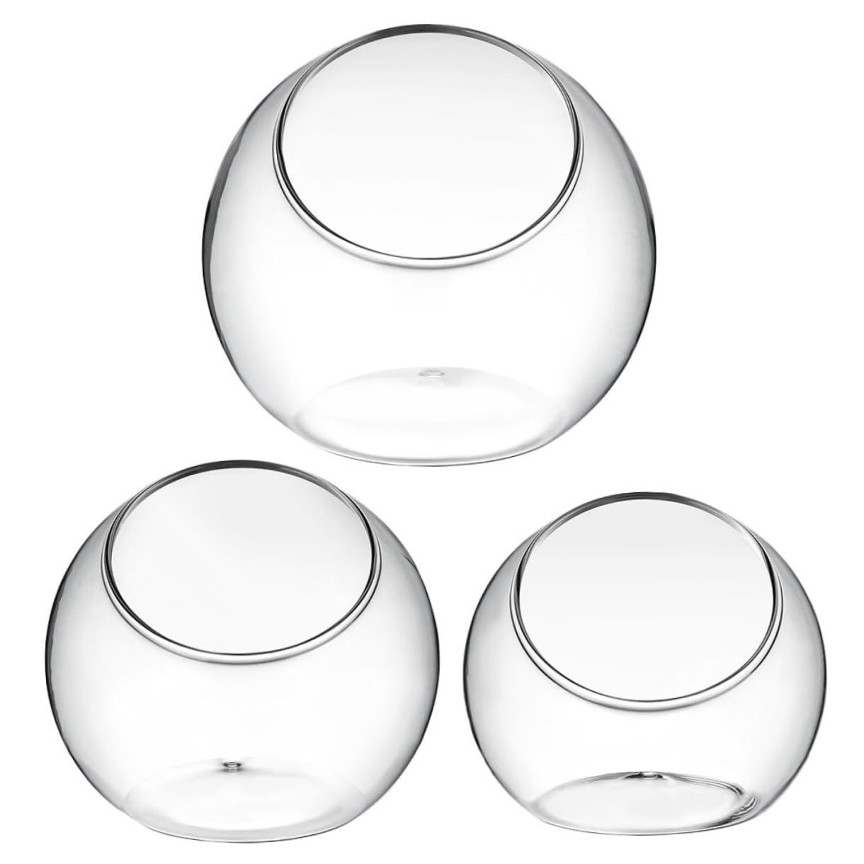 VANZACK Set da 3 Contenitori in Vetro per Terrario Micro Paesaggistico, Bottiglie per Piante Grasse da Tavolo, Barattoli Ecologici per Decorazione Interni e Kit Fai da Te
