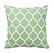 Poppy-Baby Verde Chiaro e Bianco Decorative Cushion Covers Throw Pillow Case Moroccan Quatrefoil Pattern Print Square Two Sides, 50% Cotone, Pictured, 20x20 inch