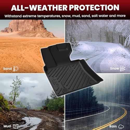 Image of LASFIT Floor Mats for Toyota Camry 2018-2024 (Only Fit Hybrid), Custom Fit TPE All Weather Floor Liners for Camry 2018 2019 2020 2021 2022 2023 2024 1st & 2nd Row Car Mats, Black