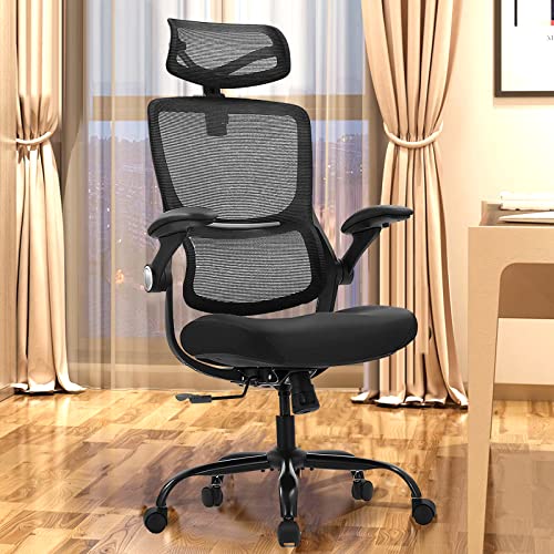 Ergonomic Mesh Office Chairs, High Back Desk Chair, 5-Year Warranty Executive Chair with Flip-up Armrest, 3D Lumbar Support Computer Chair, BIFMA Passed Task Chairs