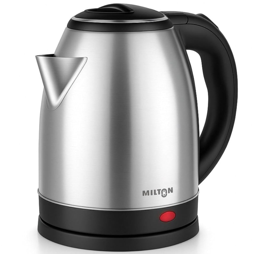 Milton Rapid Electric Kettle 1.8L | 1500 Watts | Stainless Steel Hot Water portable Electric Kettle for Home, Office | Auto Shut-Off with Wide Mouth | Cool-touch Handle and Single-Touch Lid Lock