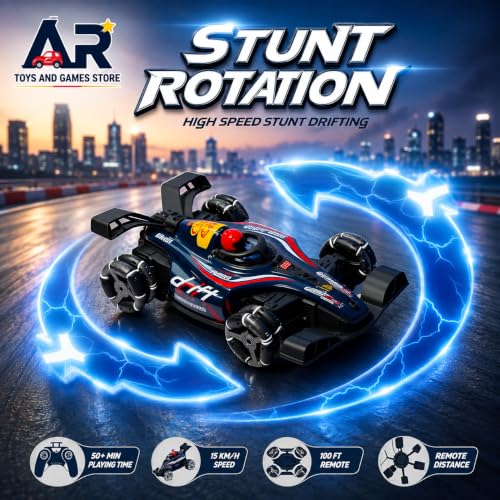 Image of RC 4x4 Formula F1 Drift Smoke Car 1:14 Scale | 2.4GHz Remote Control Racing Toy with Hand Gesture Sensor Controller | 360 Rotation Stunt | LED Glowing Lights & Music for Kids Boys Girls