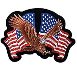Officially Licensed Originals Eagle 2 Flags, American Eagle with USA Flags - High Thread...