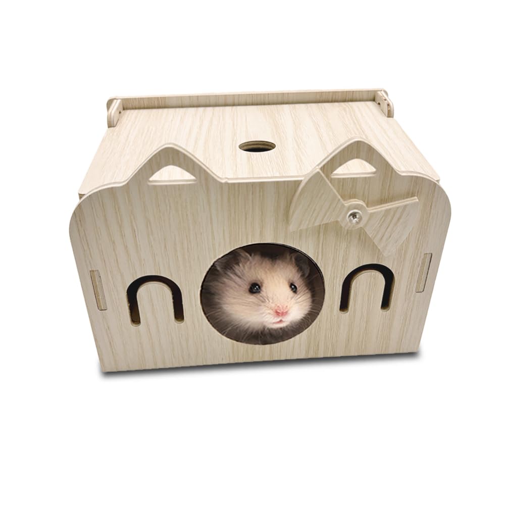 Eyksta Casetta Per Criceti In Legno A 3 Camere - 22.5x18x8 Cm | Nascondiglio E Gioco Per Piccoli Animali - Foto 6