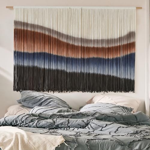 Macrame Wall Hanging Tie-Dye Bule Boho Wall Decor Yarn Fiber Art 57"W*35"L by Flber - Used condition - Image 4