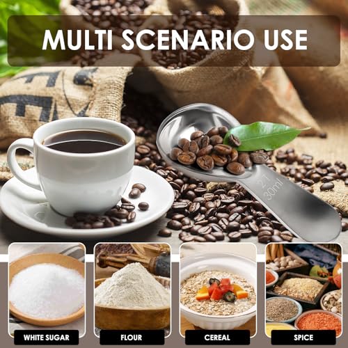 AKONE Kaffeelöffel Portionierer, 2 Pack Kaffeelöffel Edelstahl mit Kurzem Dicker Griff, Messlöffel für Kaffee, 15 ml&30 ml Dosierlöffel zum Schöpfen von Kaffee, losen Tee, Zucker, Mehl usw.