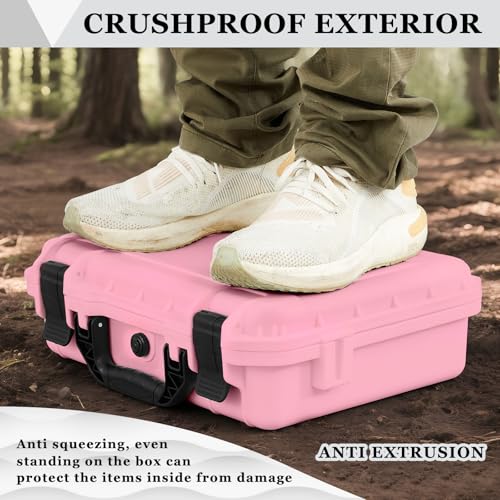 Image of Relaxweex 16.3 x 12.4 x 6.5 Inch Hard Case, Grid Shell, Pink