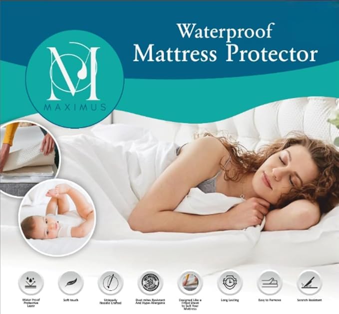 Image of Maximus Ultra Soft PVC Waterproof Mattress Protector Cover Double Bed | Mattress Protector Cover Double Bed - 72x72, Red