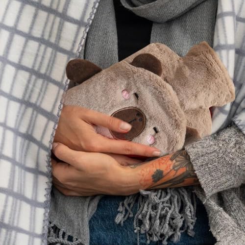 Image of Heating Water Bag For Pain Relief Hot Pack Portable Cartoon Cute Hot Water Bag with Soft Cover Heating Pad For Menstrual /Back Pain Period Cramps Therapy - 1L (BROWN - Bear)