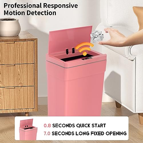 Caneca de basura rectangular rectangular rosa 13 galones miniatura 5