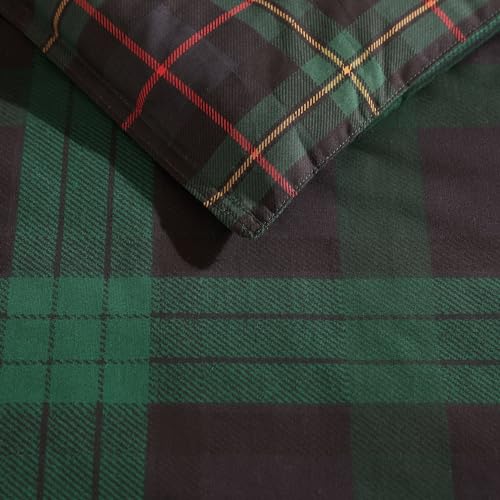 Image of Eddie Bauer - Queen Comforter Set, Cotton Reversible Bedding with Matching Shams, Stylish Plaid Home Decor (Woodland Tartan Green, Queen)