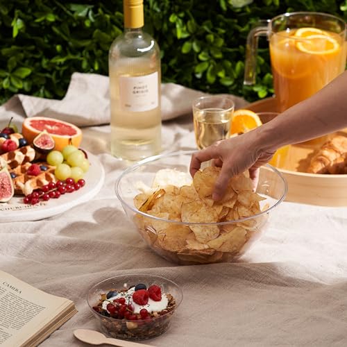 Matana 5 Grandi Ciotole in Plastica Rigida Trasparente, Insalatiere, 3000ml - Resistenti e Riutilizzabili - Insalate, Finger Food, Snack e Patatine - Feste, Picnic, Compleanni, Barbecue - immagine 4
