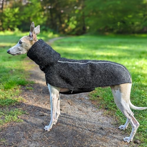 EDEL&SCHNELL Hundemantel wasserdicht, Woll-Wintermantel für Ridgebacks, Dalmatiner, Weimaraner und andere schlanke Rassen, Hunde Wintermantel Größe 70-75