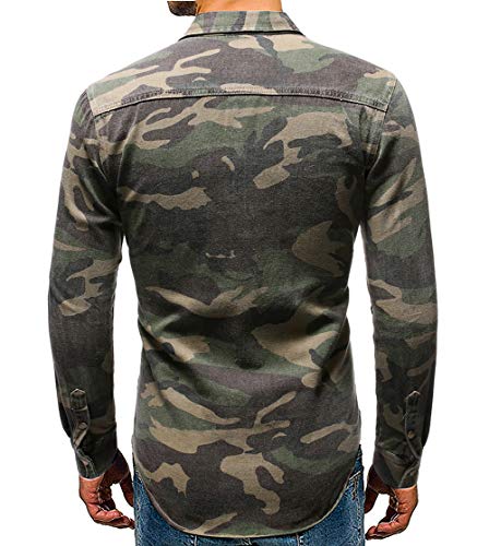 chouyatou Men's Military Style Short/Long Sleeve Camo Printed Button Down Shirt2