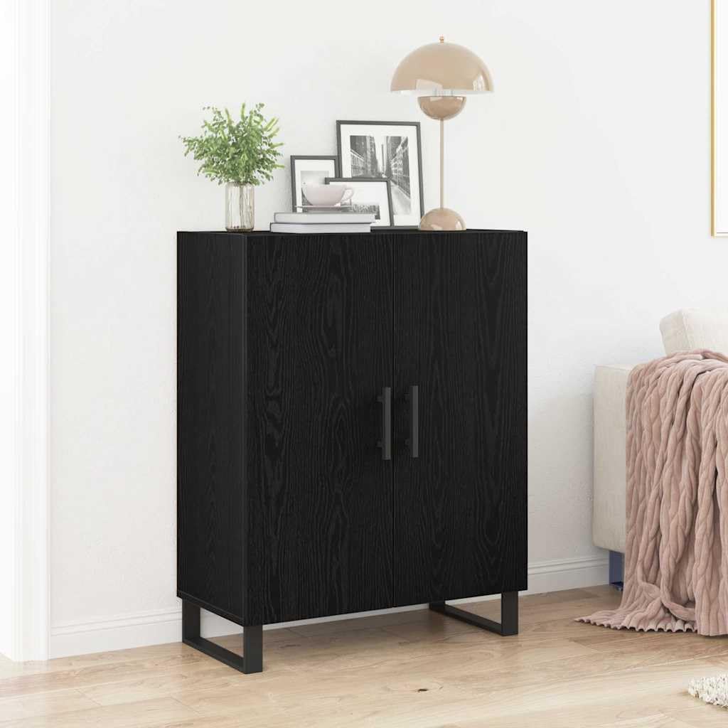 Armoire buffet en bois d'ingénierie noir meuble cuisine salle à manger