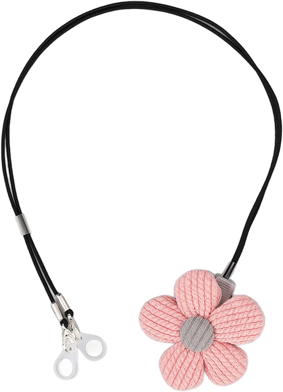 Sonew Flower Design Lanyard, Nylon Binaural Small Flowers Gray Round Center Holder with Clip for Elderly Kids, Hearing Loop Anti Loss Accessory