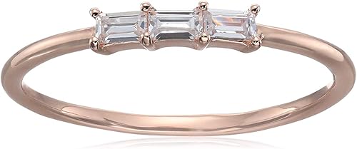 Tienda Essentials Baguette Cubic Zirconia 3-Stone Dainty Demi Fine Stacking Ring in Sterling Silver (previously Tienda Collection)