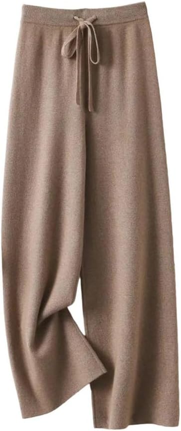 Hamthuit Fall Winter Women Wide Leg Wool Pants Elastic Waist Casual Loose Trousers 100 Percent Merino Wool Pants