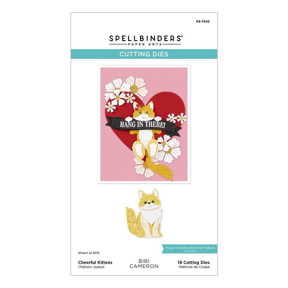 Spellbinders S4-1342 Cheerful Kittens Etched Dies from The Bibi's Cats and Pugs Collection by Bibi Cameron