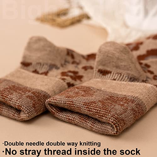 Image of IIG 5 Pairs Womens Pretty Vintage Wool Socks Unique Print Design Soft Cozy Warm Crew Socks Christmas Gift