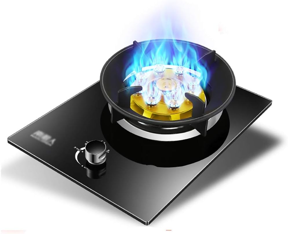 Built In Gas Cooktop 5.2Kw Glass Cooker Hob Single Burner With Flame Failure Protection And Nine Cavity Fierce Fire (B LPG) (A NG)