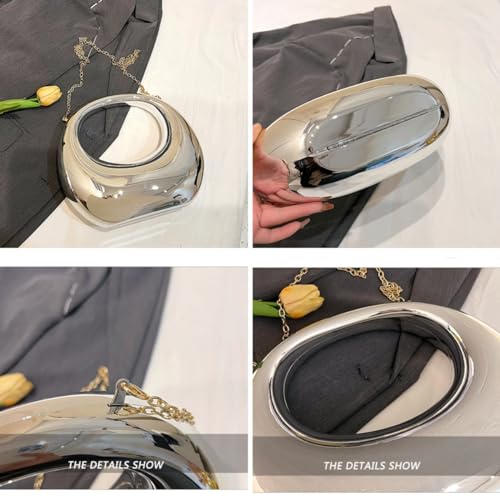 Image of Acrylic Evening Clutch Purse Top-handle Moon Hobo Bag, Elegant Marble Handbag for Wedding Cocktail Party
