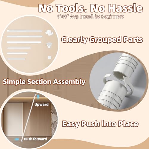 Image of Room Divider, Tension Curtain Rod No Drilling,4-10ft(H) 28-70inch(W) Wall Divider for Room Separation, Heavy Duty Room Partition Separator, Adjustable Folding Privacy Screens,White