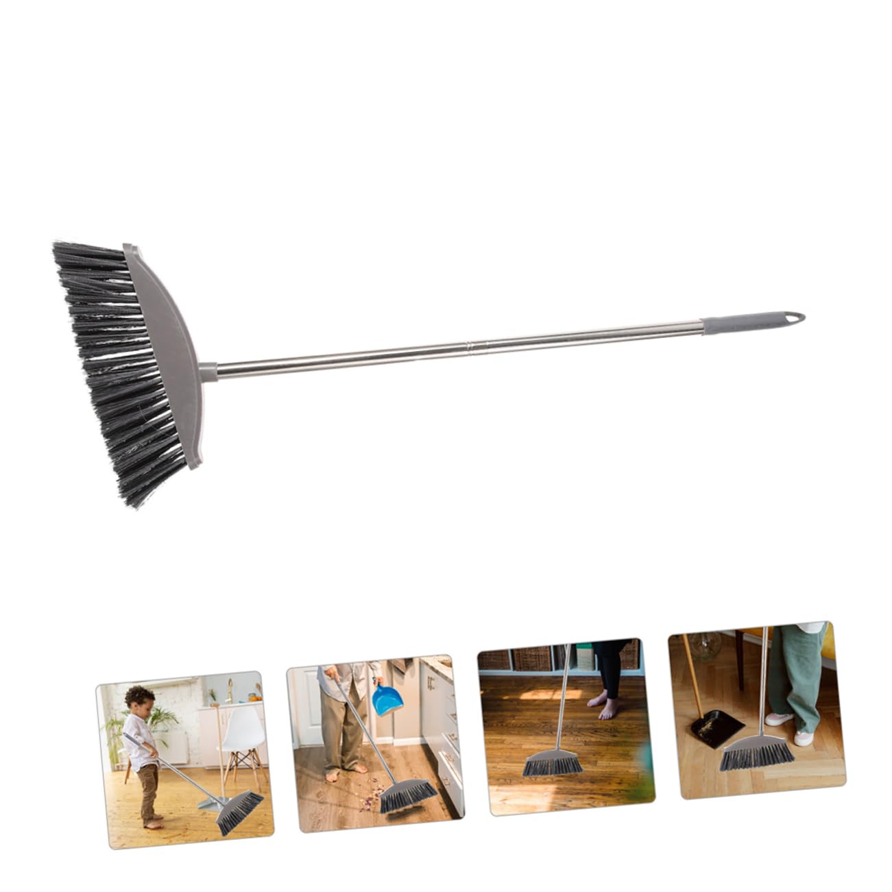 Ciieeo Wide Scrub Broom and Dustpan Set Heavy Duty Deck Cleaning Broom for Patio Stiff Bristle Broom for Outdoor Use