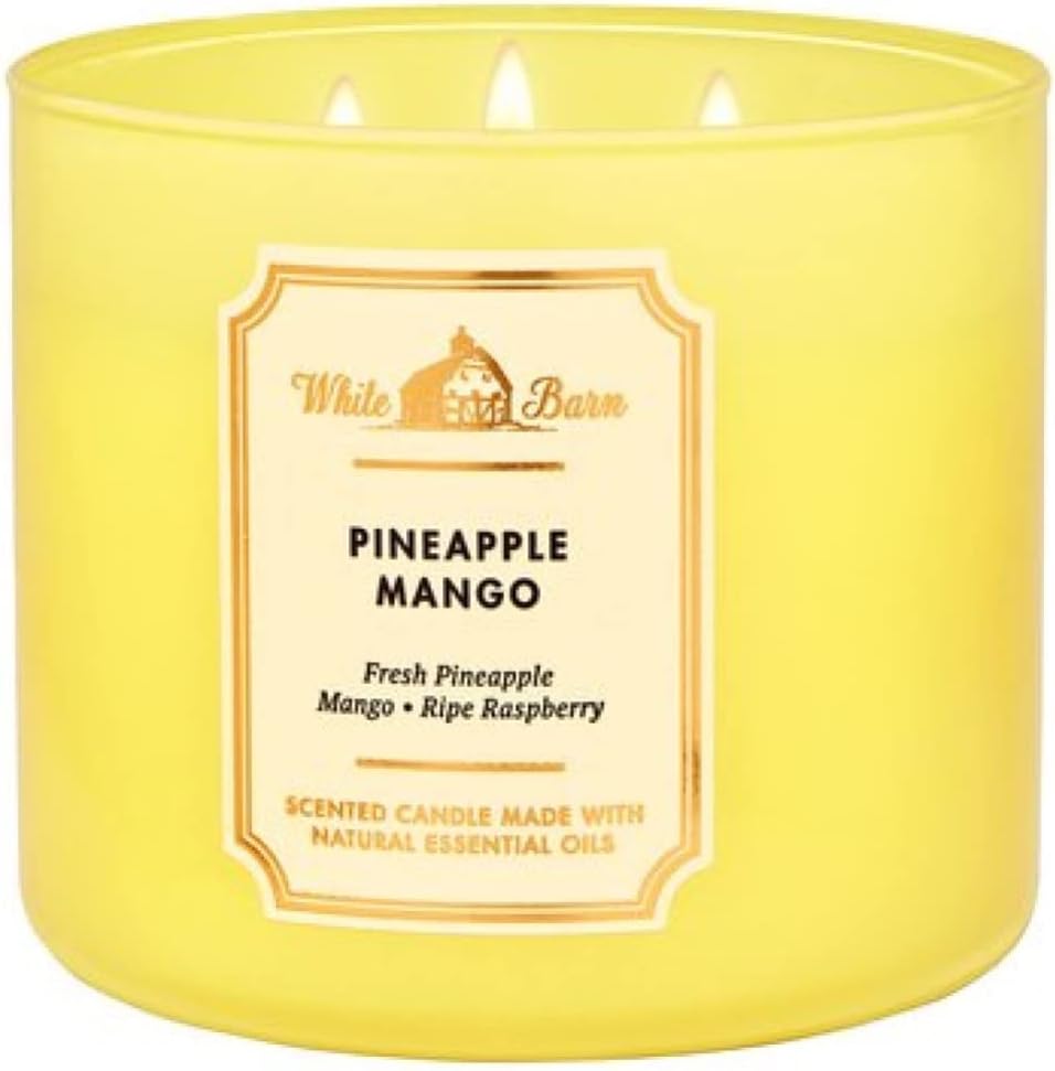 Bath & Body Works and White Barn 3-Wick Candle w/Essential Oils - 14.5 oz - 2021 Core Scents! (Pineapple Mango)