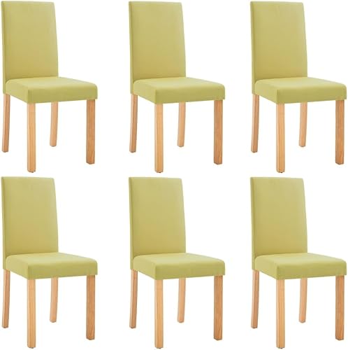 Miniatura 2 de Set of 6 Green Fabric and Rubberwood Dining Chairs Ergonomic Comfort Modern Design for Dining Room Kitchen Living Room Accent Furniture