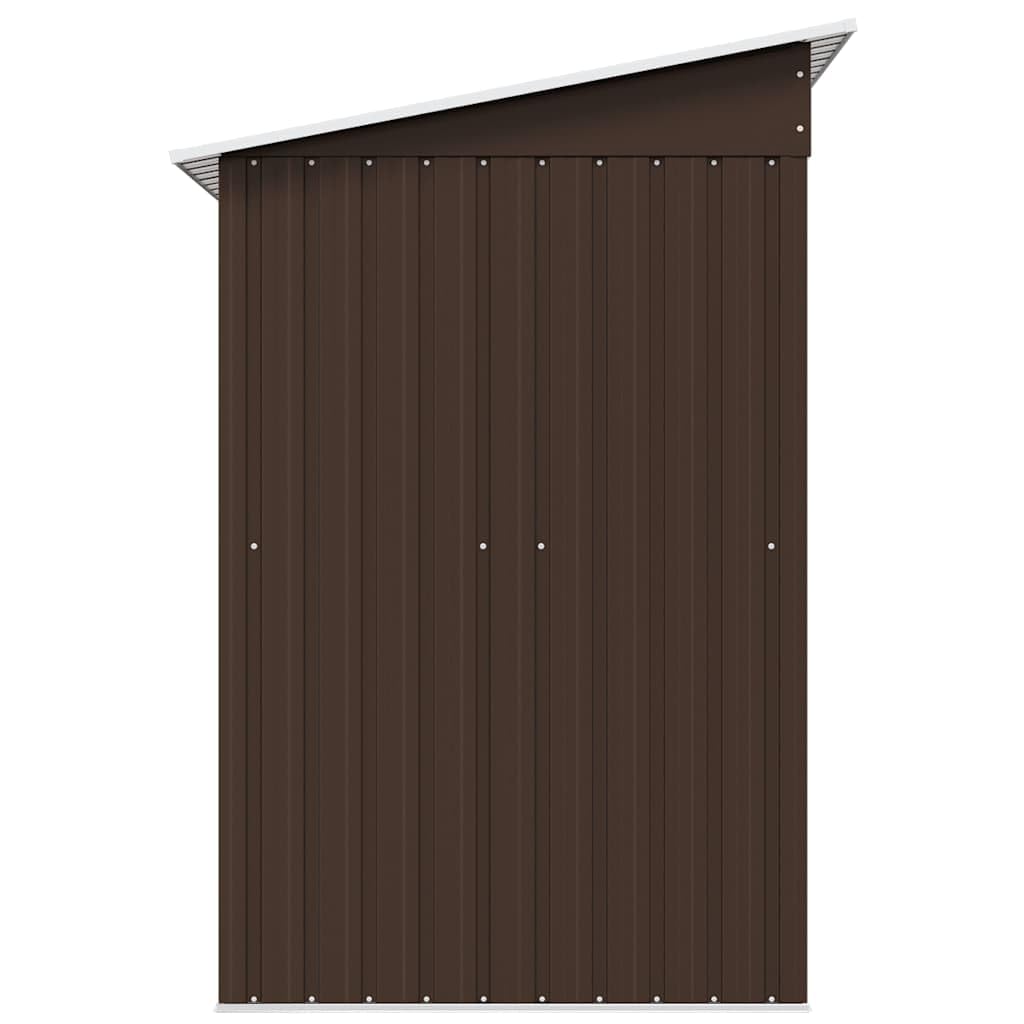 vidaXL Capanno per Attrezzi da Giardino Ventilato Ingresso a Scorrimento Robusto Casetta da Esterno Magazzino Marrone 194x121x181 cm in Acciaio