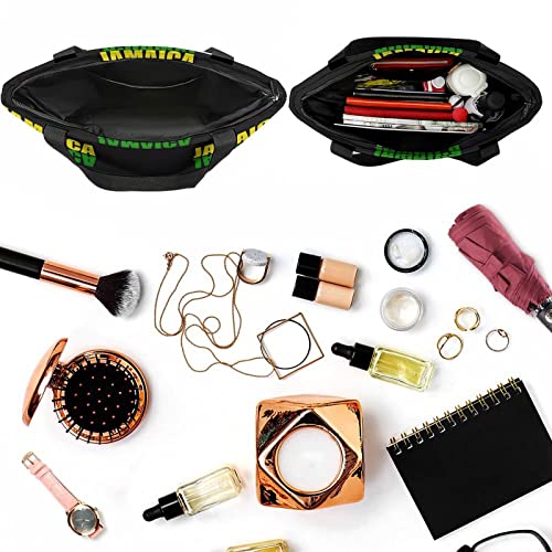 Niapessel Tote Bag Jamaica Flag Pattern Beach Travel Reusable Grocery Shopping Aesthetic Portable Storage HandBags Purse with Zipper Large for Women Girls4