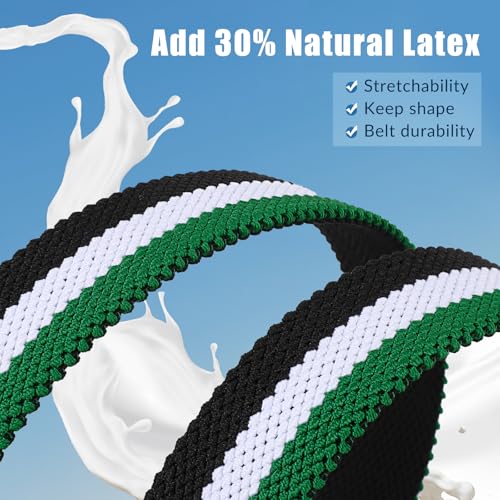 SANSTHS Reversible Braided Belt for Men and Women, Elastic Stretch Woven Golf Belts for Men, Casual Jeans Sports Work 1 3/8"3