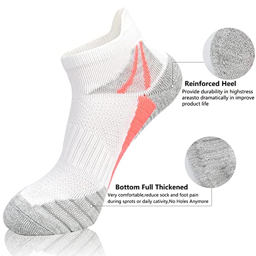Image of Womens Ankle Socks Athletic Cushioned Sport Socks | Cotton Breathable Performance Tab Quarter Ankle Running Socks for Women 6 Pack