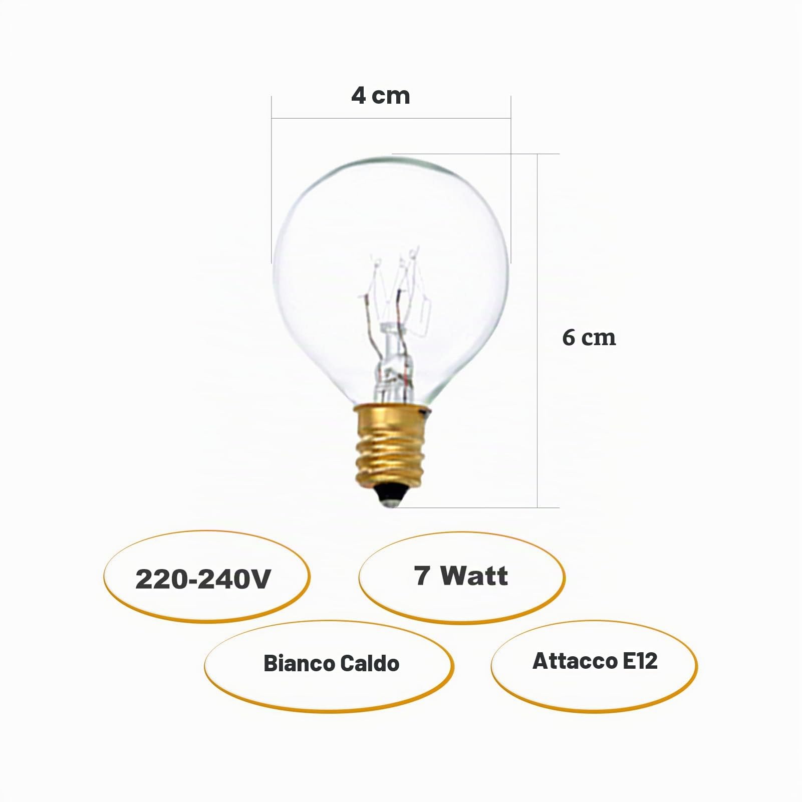 Kavolet 25 Pezzi G40 LED Lampadina di Ricambio, 7W Globo Trasparente, E12 Base, per Decorazione Patio Esterno casa Festa Nuziale