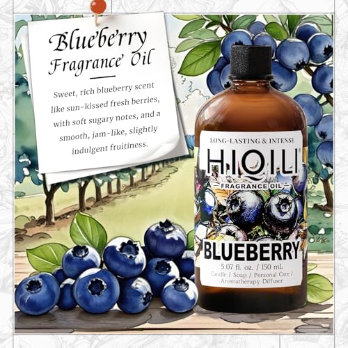 Image of HIQILI Blueberry Fragranc Oil for Soap & Candle Making Supplies - 5.07Fl Oz | Fruity Scents for Reed Diffuser Oil Refill, Add to Lotion, Body Wash, Bath Bombs - 150 ML