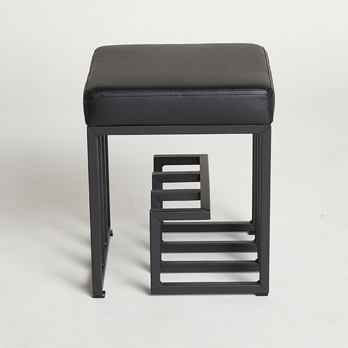 Banc à chaussures avec rangement en métal noir L 29 x 34,8 cm pour couloir et salon