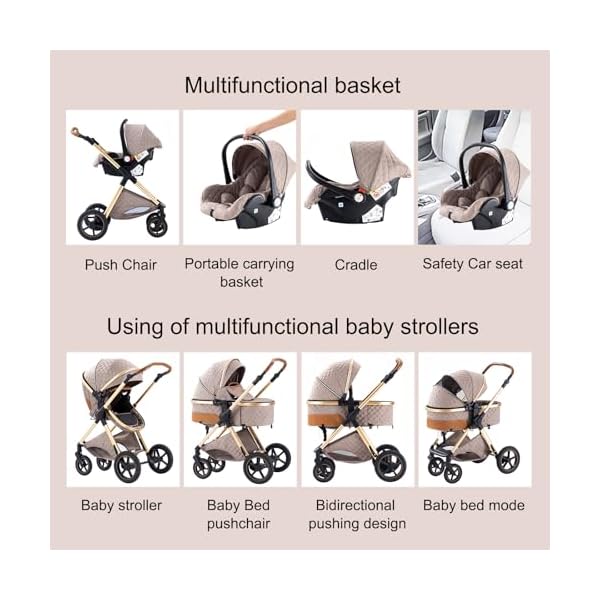 BEBBY 3-in-1 Kinderwagen KombiKinderwagen-Set 2-in-1 Buggy faltbar Luxus Hochlandschaft Neugeborenes Tragbarer Kinderwagen Zusammenklappbarer Kinderwagen Kinderwagen Travel System