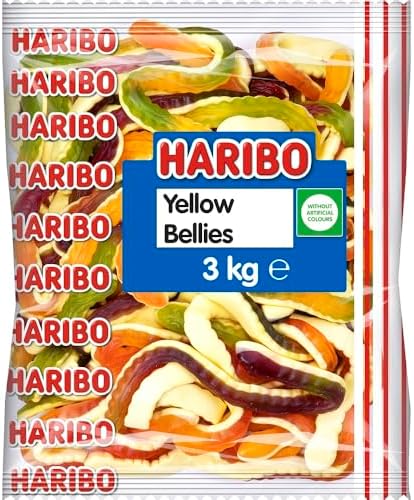 HARIBO Yellow Belly Giant Snakes, Yellow Bellies Bulk Sweets, 3 kg (Pack of 1)