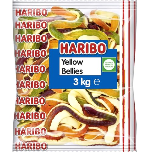 HARIBO Yellow Belly Giant Snakes, Yellow Bellies Bulk Sweets, 3 kg (Pack of 1)