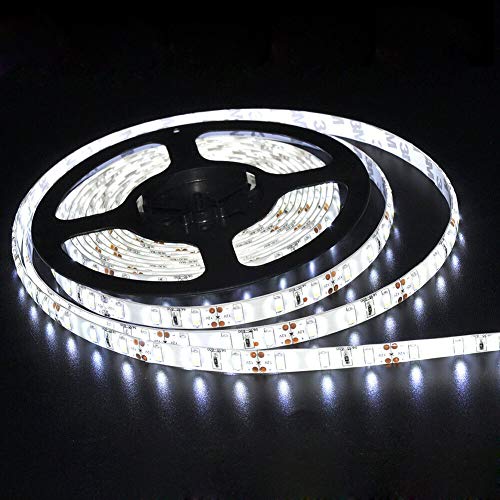EKSAVE 12V LED Strip Light, SMD 5630 Flexible,Waterproof,16.4ft Tape Light for Home, Kitchen and More,White 6000K(No Power Adapter)