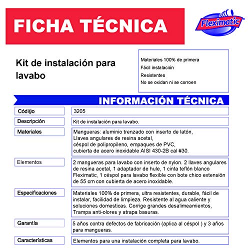 Kit de instalación para lavabo 18 kit de instalacion para lavabo marca Fleximatic (3)