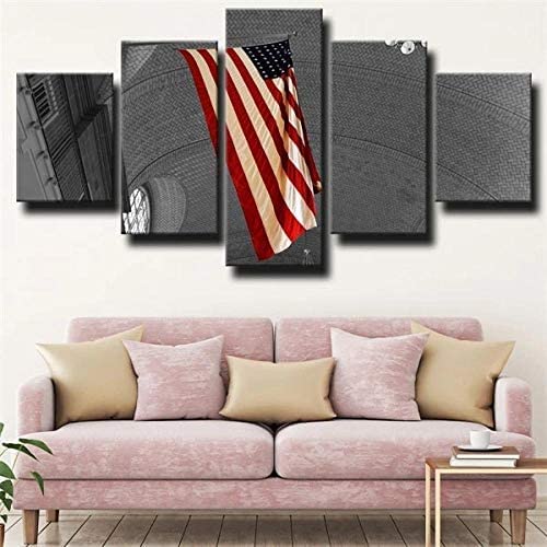 Impression sur toile de qualité supérieure drapeau hissé tableau XXL 5 pièces avec cadre en bois