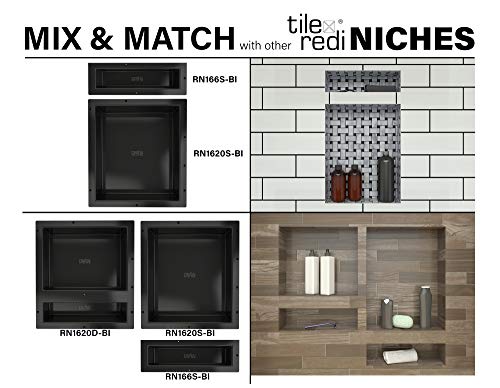 Redi Niche Single Recessed Shower Shelf – Black, One Inner Shelf, 16-Inch Width x 6-Inch Height x 4-Inch Depth - Thumbnail 4