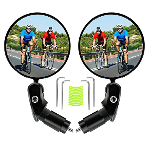 Rückspiegel Fahrrad - Fahrradrückspiegel Drehrückspiegel 2 Stück Fahrradspiegel 360°Drehbar Konvexspiegel für 17,4-22 mm Lenker Universal Radfahren Fahrrad, Mountainbike, Rennräder Cover