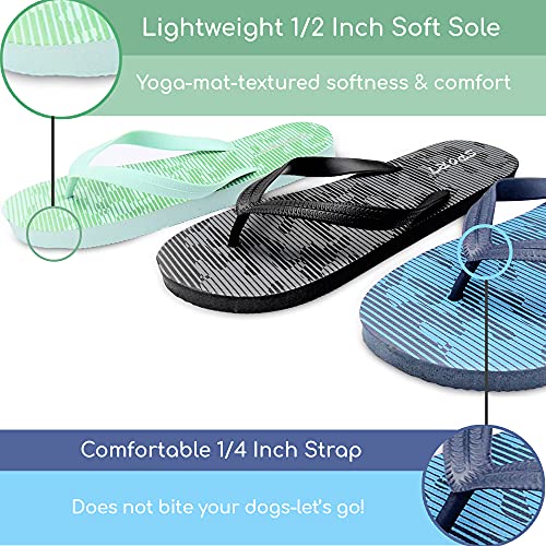 3 Pack Mens Pool Beach Rubber Waterproof Flip Flops Sandals for Surfing Summer Travel Must Haves Practical Shower Shoes Teen Boys4