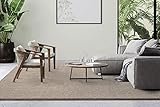 the carpet Grande Moderner Flauschiger Dichter Kurzflor Wohnzimmer Teppich, Supersoft Feeling, Elegant und Pflegeleicht, Beige, 80 x 150 cm