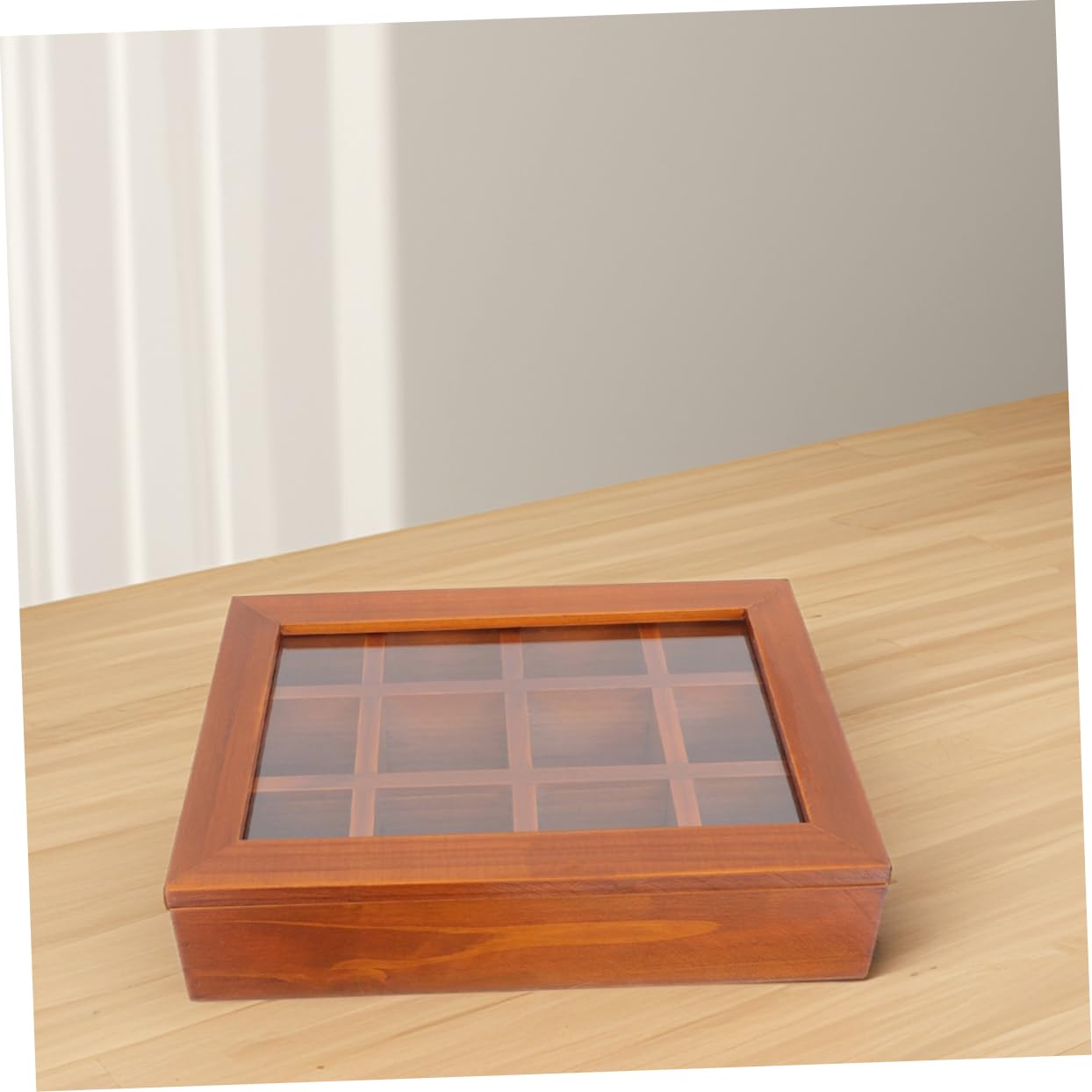 iplusmile Boîte à Sachets De Thé En Bois 12 Compartiments 30x26.5x6 Cm Compartimentée Avec Couvercle Rangement Pratique Pour Maison Bureau Pique-niques Organisateur Multifonctionnel